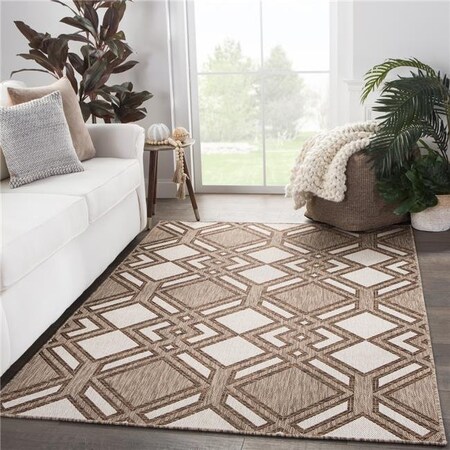Jaipur Living Jaipur Living RUG143881 Nikki Chu by Samba Indoor & Outdoor Trellis Area Rug - Brown & Ivory; 2 ft. x 3 ft. 7 in. RUG143881